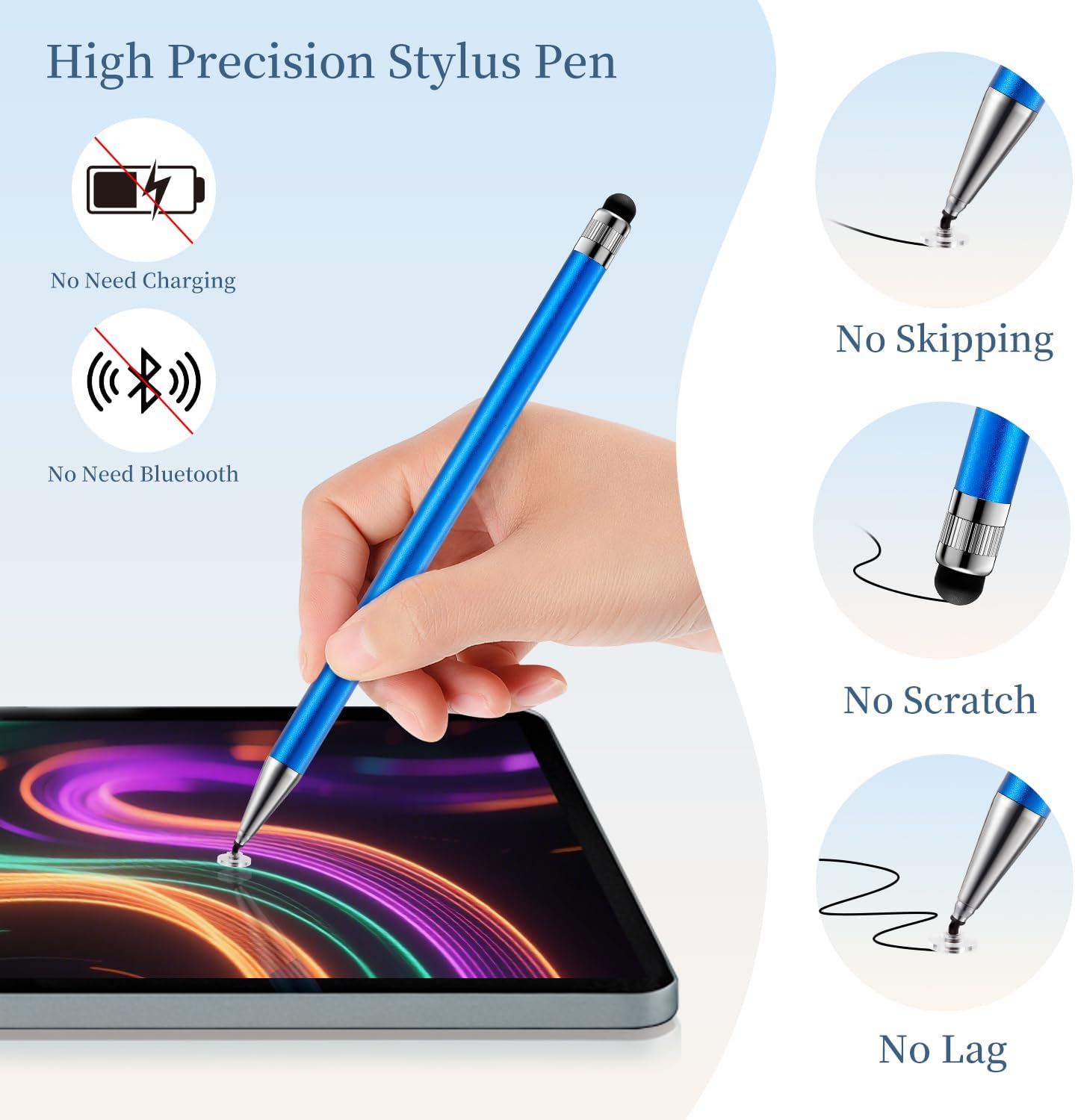 ChaoQ 2-in-1 6pcs Stylus Pen for Touchscreen, High Sensitivity and Precision Stylus Pens for iPad iPhone Android