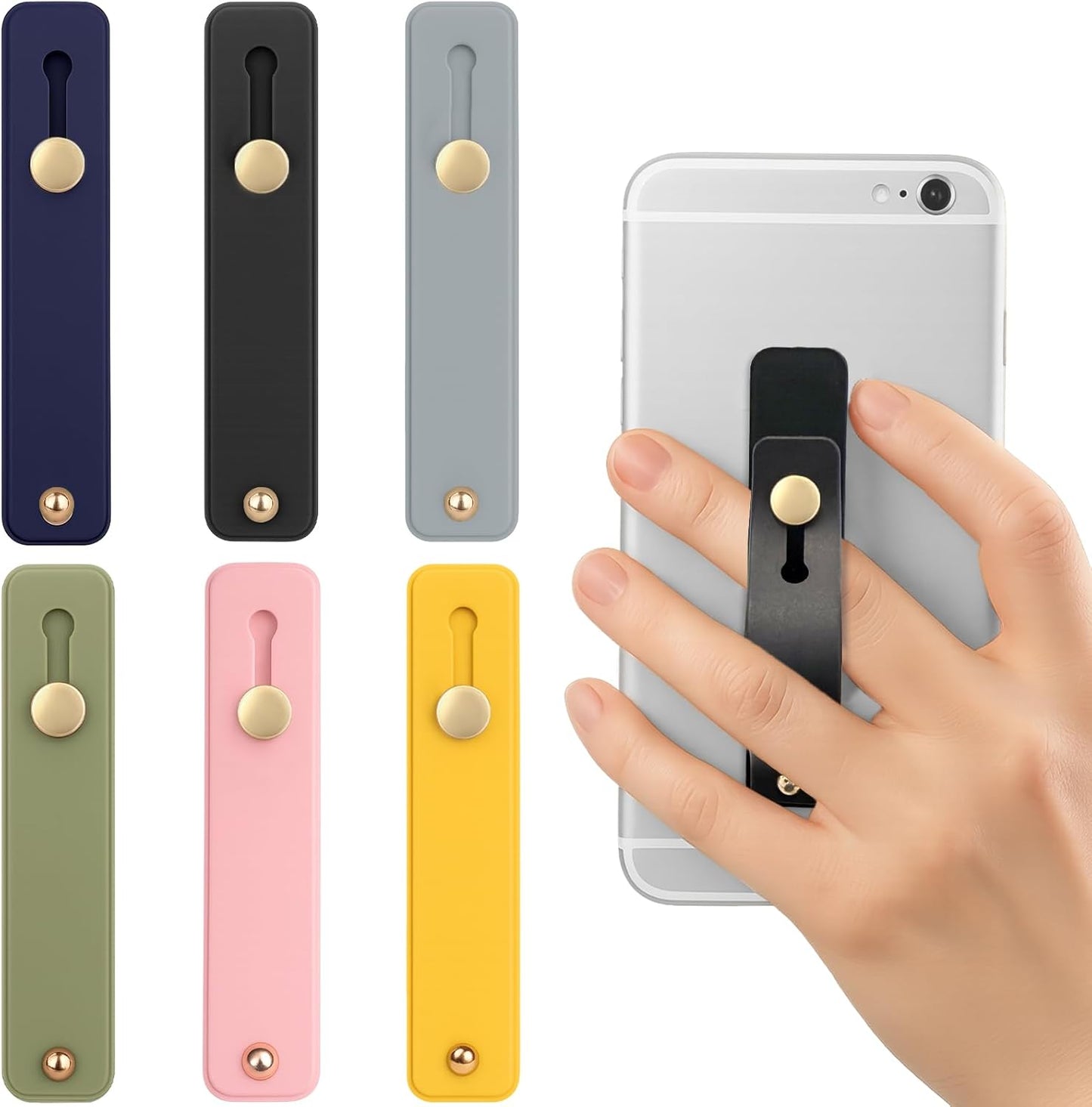 Brvlsoc 6-Pack (6 Telescopic Phone Grip Holders with Finger Strap Stand Universal Kickstand for Smartphones and Tablets