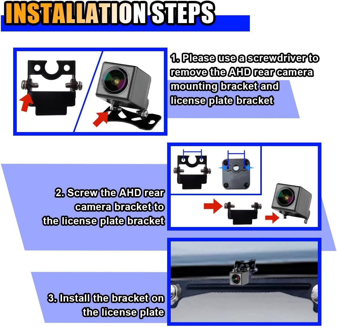 KITUREK Reverse Rear Camera License Plate Bracket, Installation Holder for Backup View Camera, Universal Dash Cam