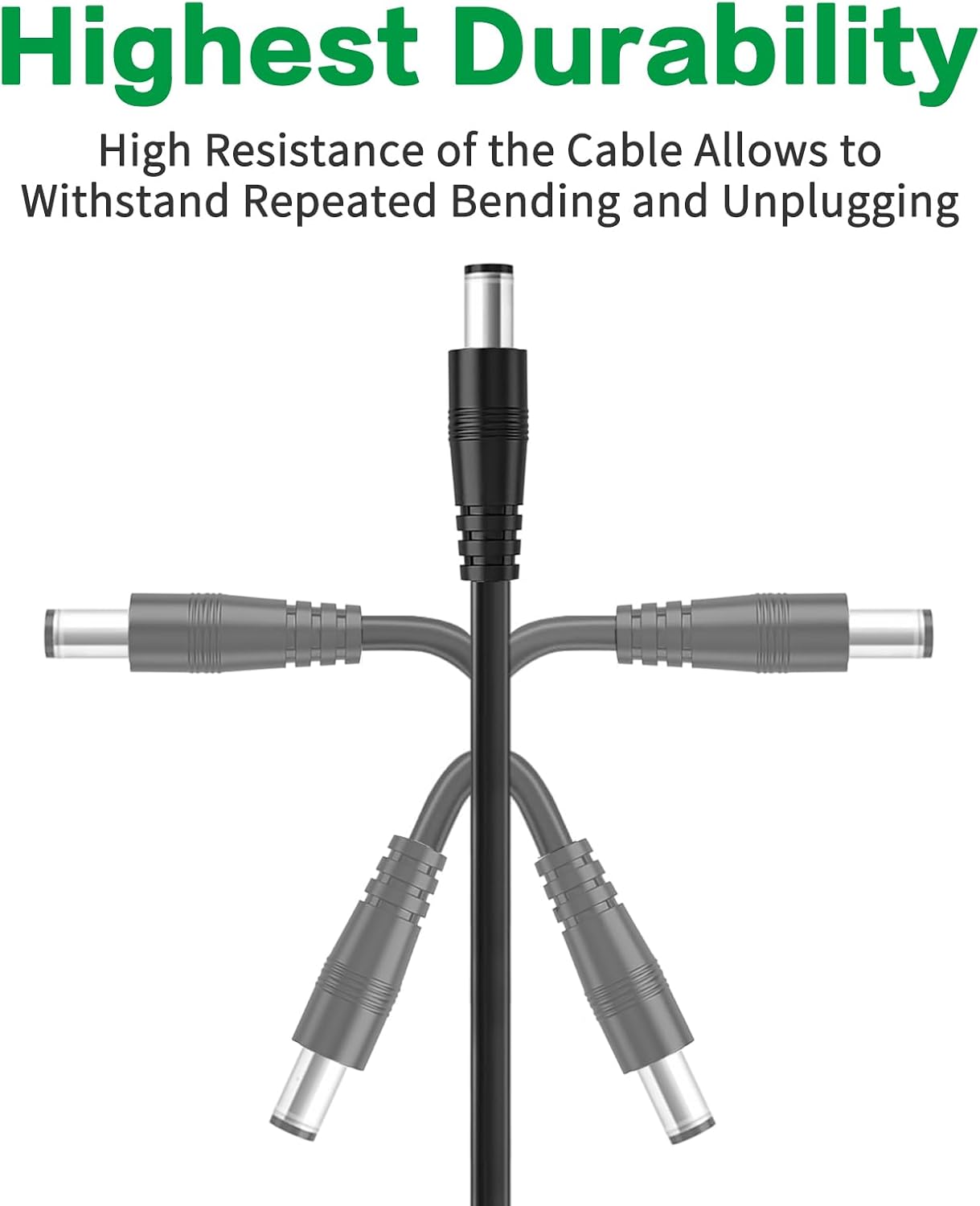 Varbmt 2 Pack 60CM(2FT) 1 2 20AWG 5.5mm 2.1mm DC Y Splitter Cable Male to Female, x DC Power Extension Adapter Cable