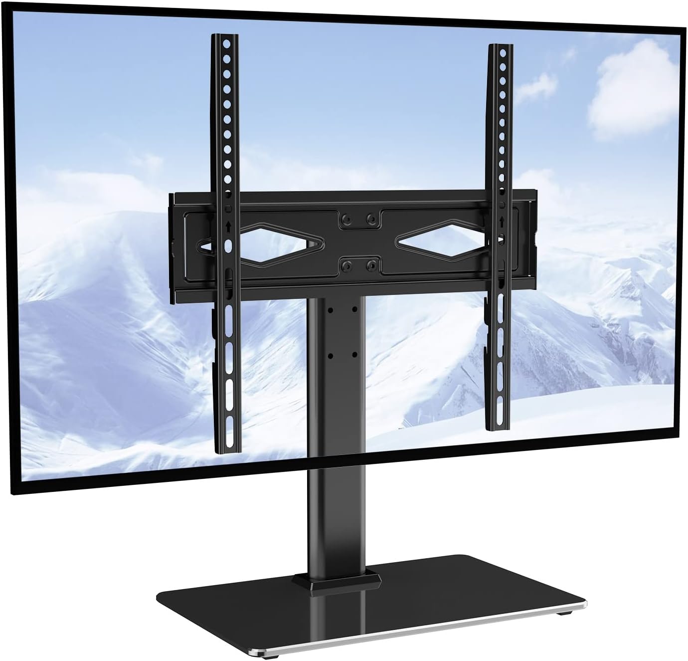 VEVOR 32-55 inch Universal TV Mount for TVs, Height Adjustable Swivel Stand with Tempered Glass Base for Bedroom