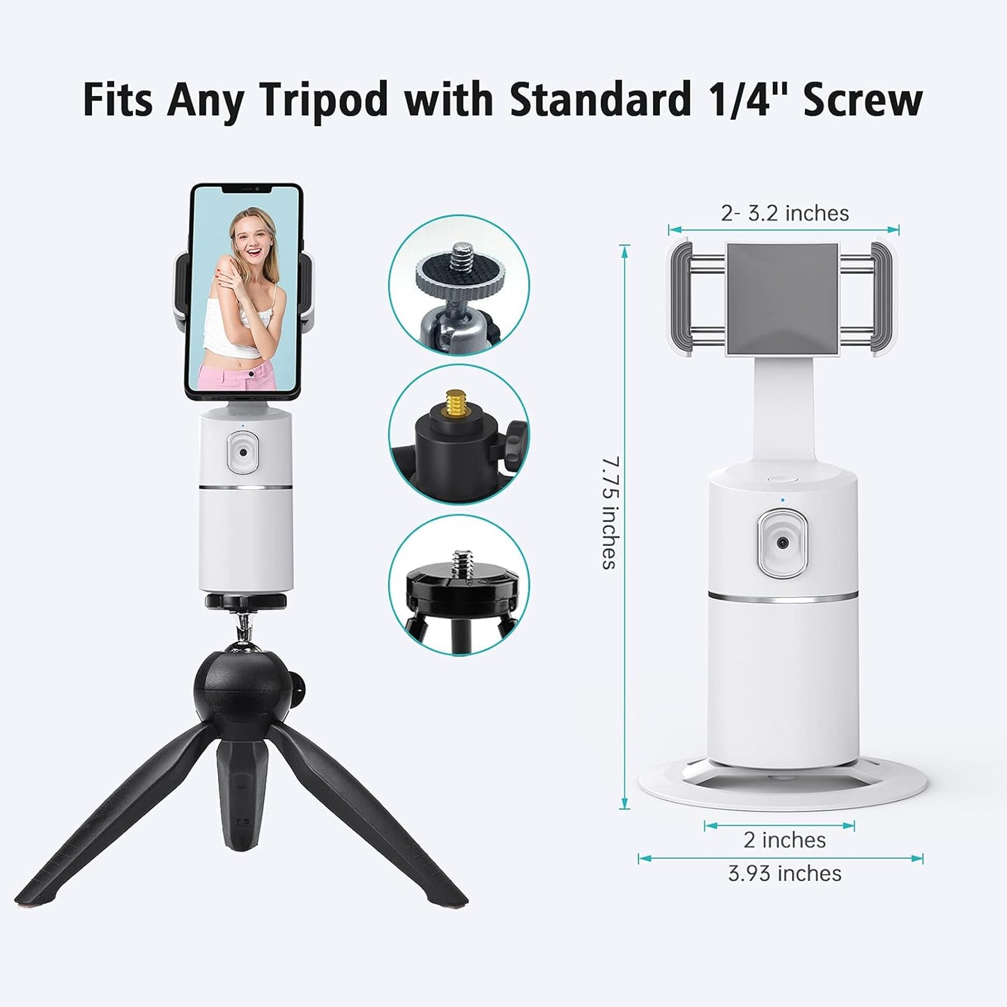camrola 360 Auto Face Tracking Phone Holder, No App Required, Rotation Face Body Phone Tracking Tripod Smart Shooting