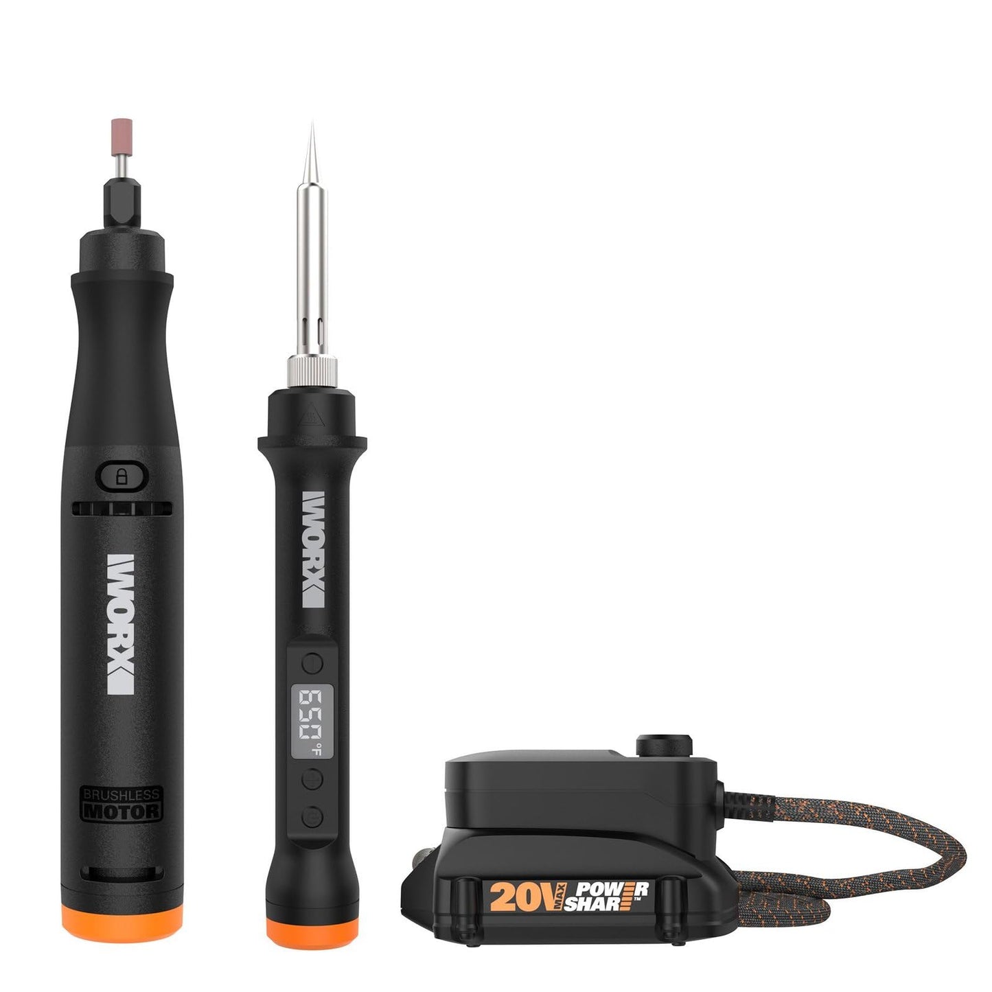 Worx WX989L 20V MAKERX 2-Pc Combo Kit - Rotary Tool + Heat Gun w/ 42 Accessories