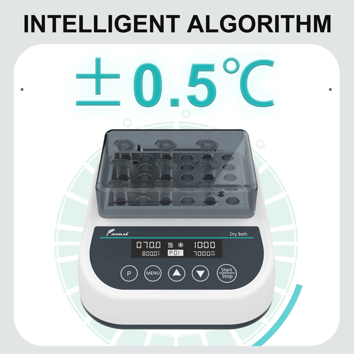 JOANLAB Mini Lab Dry Bath Incubator Digital Laboratory Thermostatic Heater with 1.5ml x 15 Heating Block Programmable Timing Control (Single Heating Function)