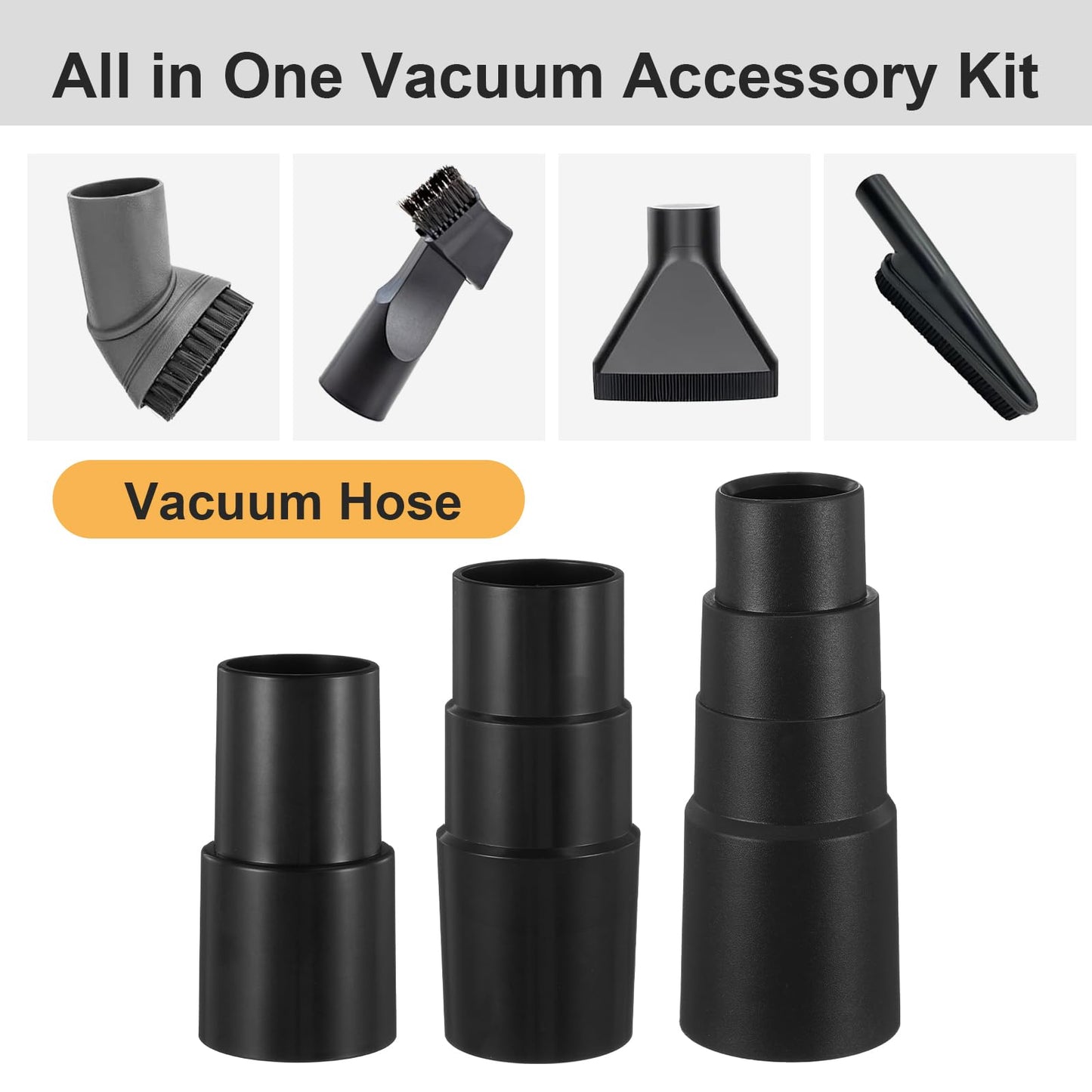 WJIAAA 3pcs Vacuum Hose Adapter, 1-1/2" to 1-3/8" to 1-1/4" ，1" to 1-1/8" to 1-3/8" to 1-5/8" Universal Vacuum Attachments Wet Dry Vac Cleaner Extractor Kit Extractor Attachment