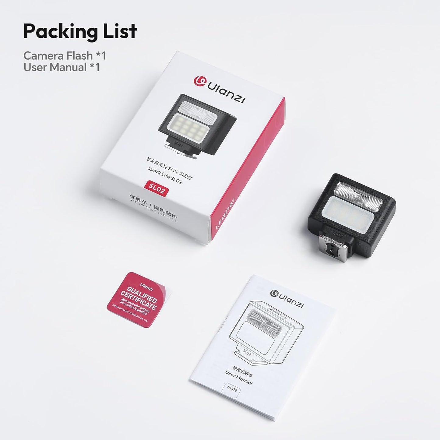 ULANZI SL02 GN8 6500K 4 ZV-1/ZV-E10/Canon/Nikon/Fuji/Panasonic/Leica/Olympus, ZV-1F Camera Flash with Video Light, Mini