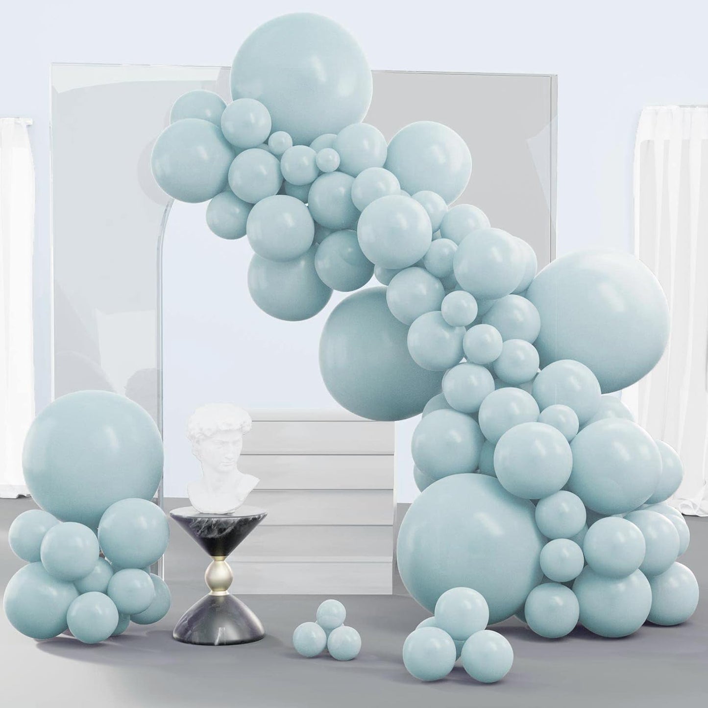 PartyWoo White & Pale Aqua Balloons - 280 Pcs for Stunning Celebrations | Perfect for Events