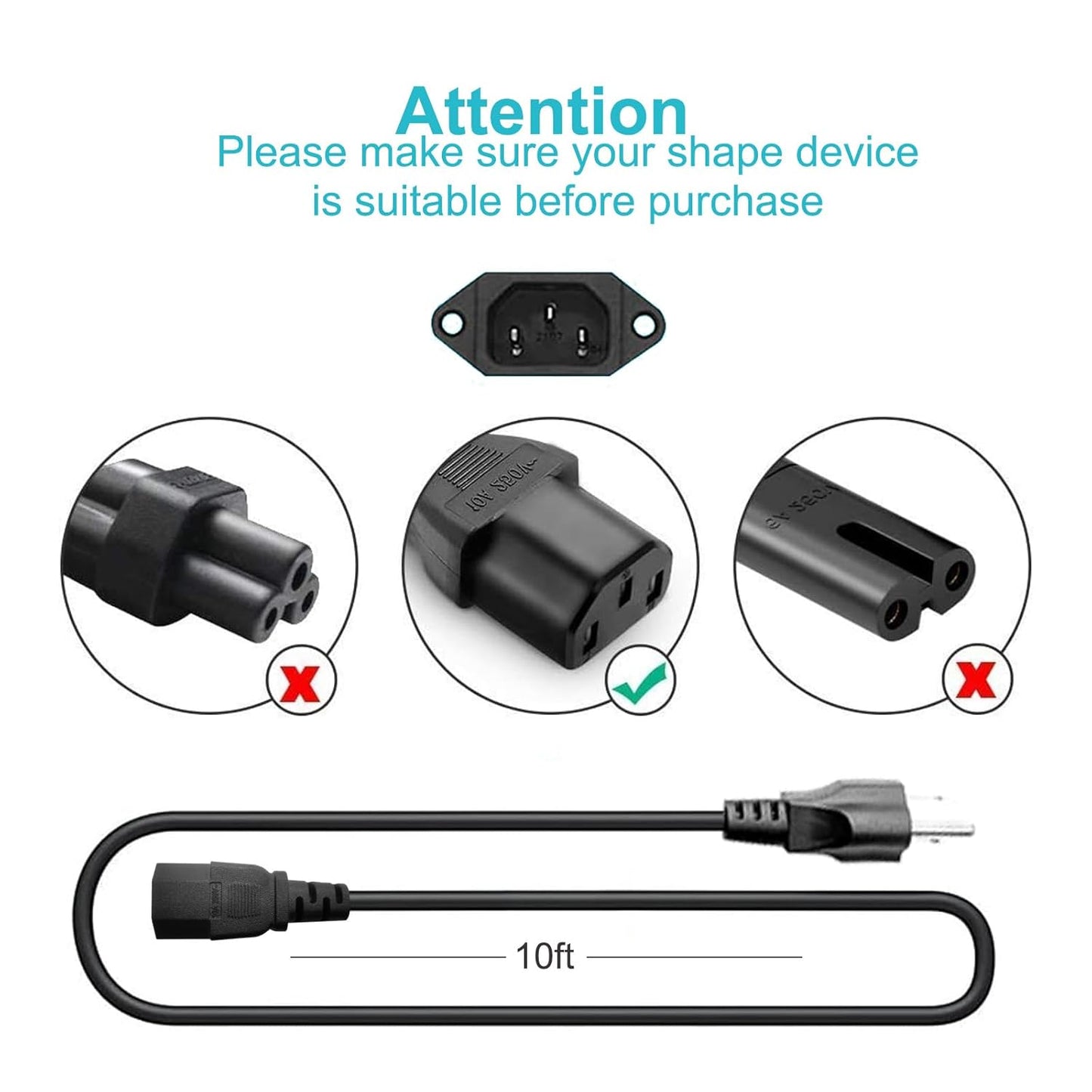 Love your yy 10Ft 3 E35 E55 F63 F80,Goplus, Prong AC Power Cord TV Universal Treadmills Cable for Computer Monitor
