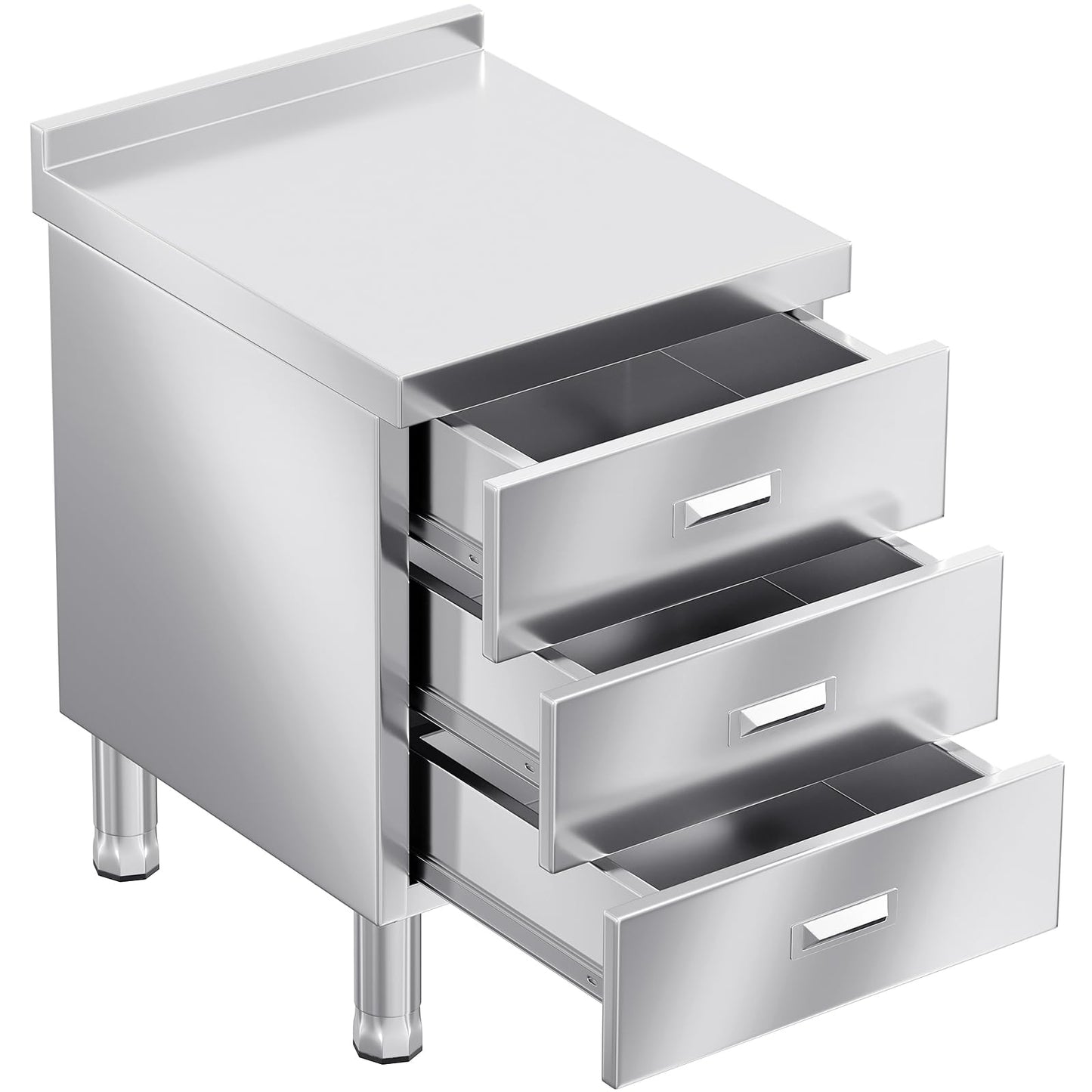 ZZV Stainless Steel Kitchen Cabinet Outdoor Kitchen Drawers with Handles Triple Access BBQ Drawers for Outdoor Garage Warehouse Restaurant, No Assembly Required, 21.66 x 19.68 x 35.43 in