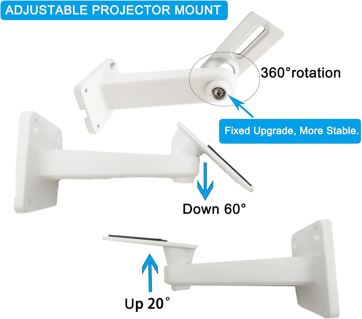 2-Be-Best 7.9 360 Mini Projector Wall Mount Upgraded Angle Adjustable Projector Mount Length in Rotation Projectors