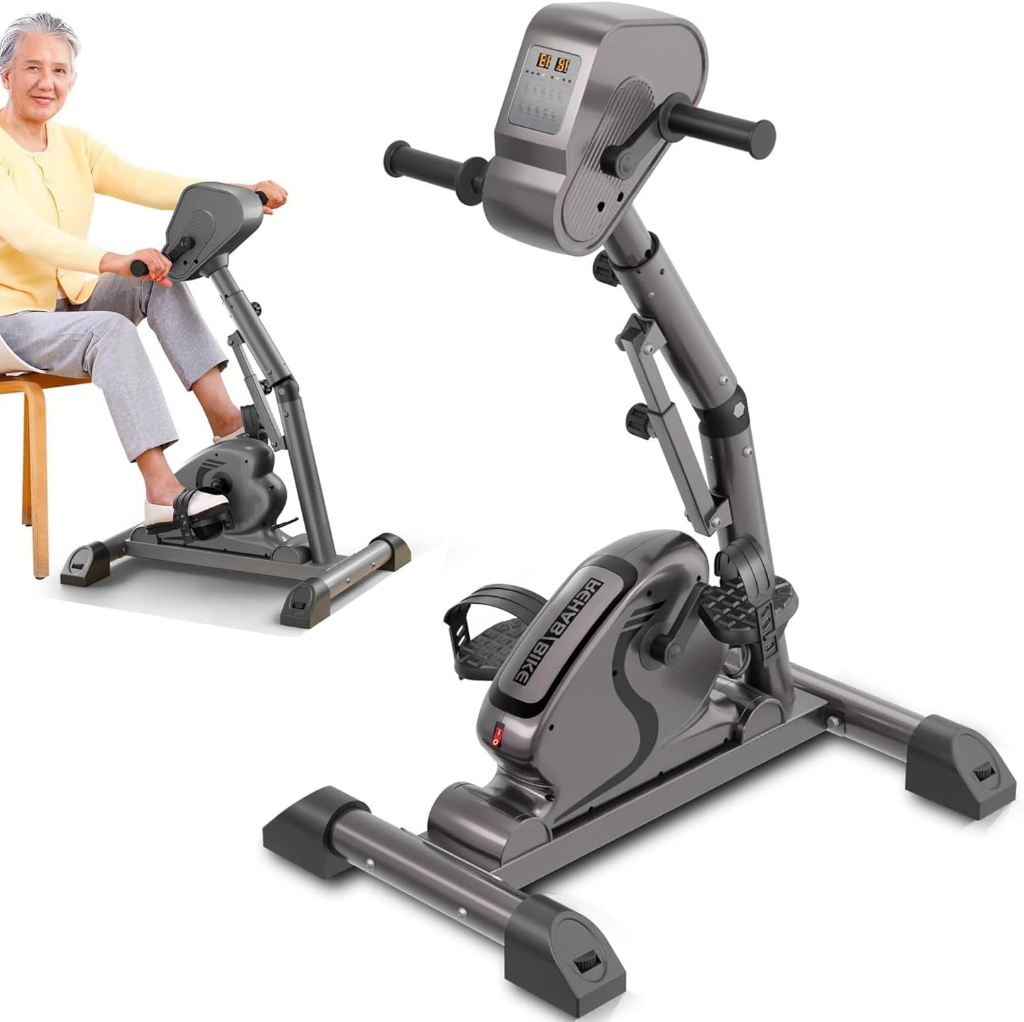HNLIY Legs Arms Electric Exercise Bike Active Passive Knee Pedal Trainer Physical Therapy Assisted Rehabilitation Home Fitness Equipment For Seniors