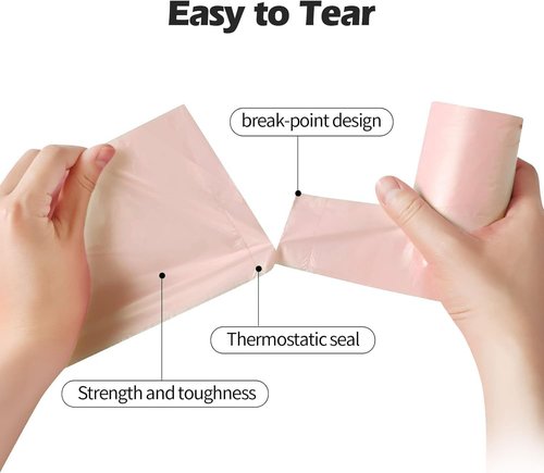 4 GALLON Bathroom Trash Bags 100 Counts Small HANDLES Garbage Bags for Office, Kitchen,Bedroom Waste Bin,Colorful Portable Strong Rubbish Bags (Rose gold 100Counts)