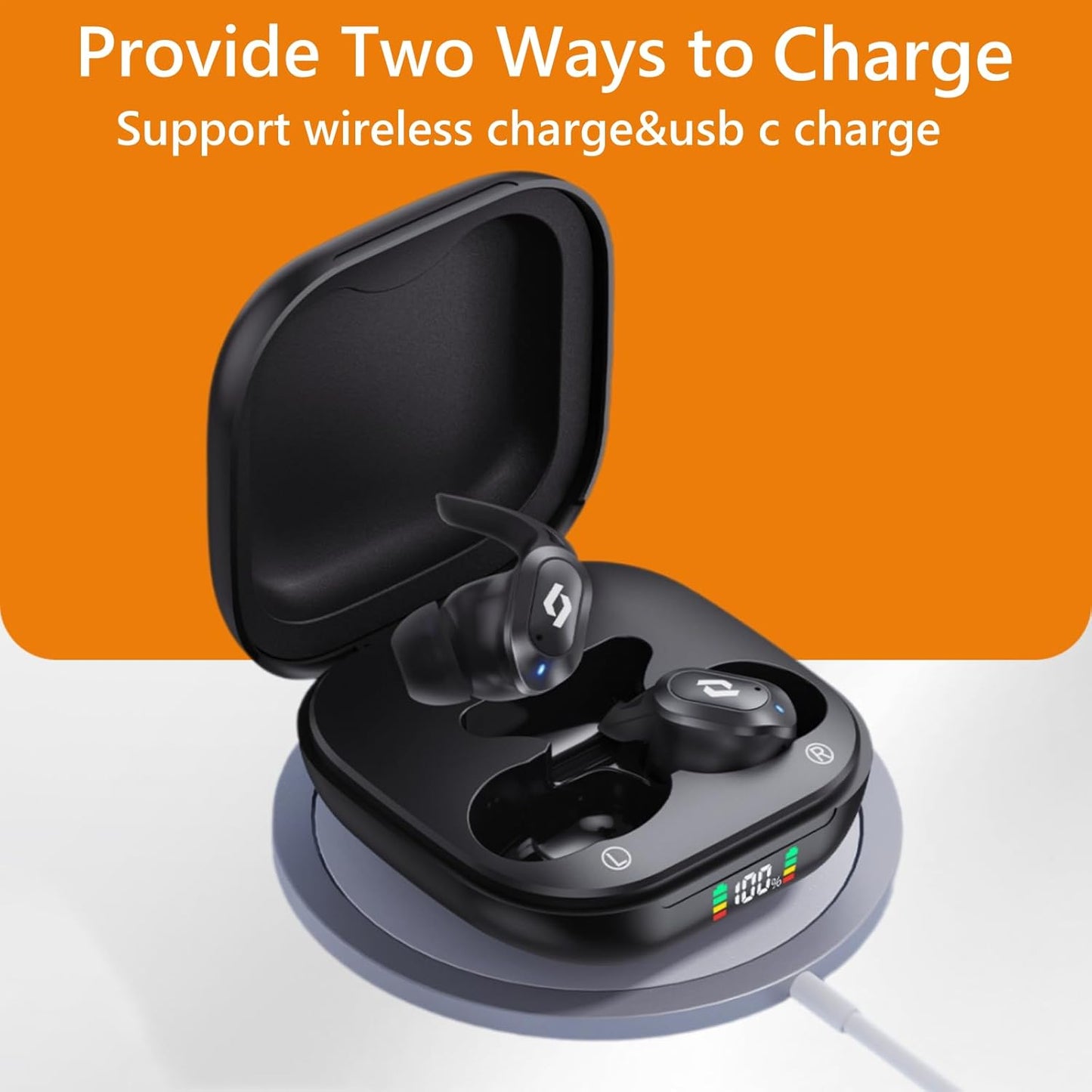 CREASO 64H Bluetooth Earbuds Wireless Ear buds Wireless Charging Case Waterproof Headphones Built in Microphone Stereo
