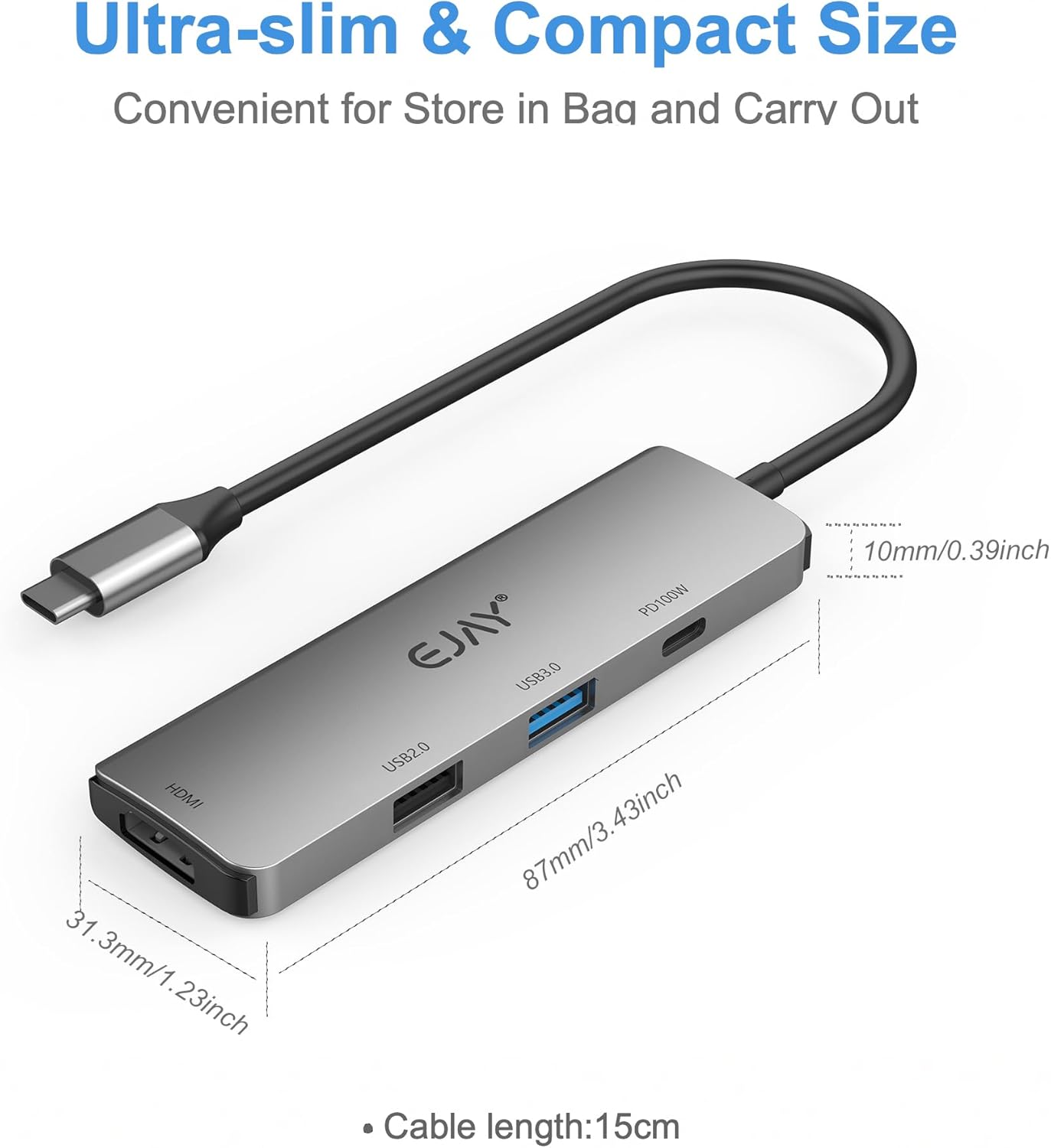 EJAY 4-in-1 100W 4K@30Hz, 3.0 USB C Docking Station with PD Charging, HDMI USB Hub for Switch, MacBook Pro, iPad