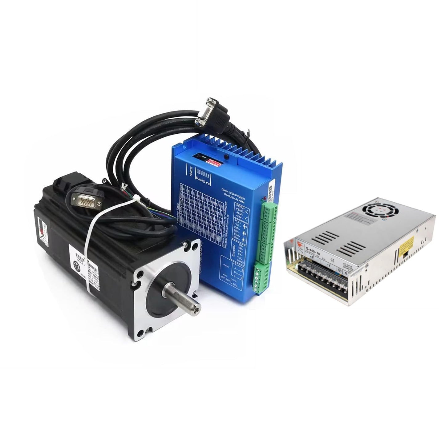 RATTMMOTOR 12N.m Closed Loop Servo Motor Nema34 CNC Kit with 70V DC Power Supply,12Nm 1700oz-in 86x86x156mm 6A+2HSS86 Hybrid 2-Phase Stepper Motor Servo Driver for CNC Router Engraving Milling Machine