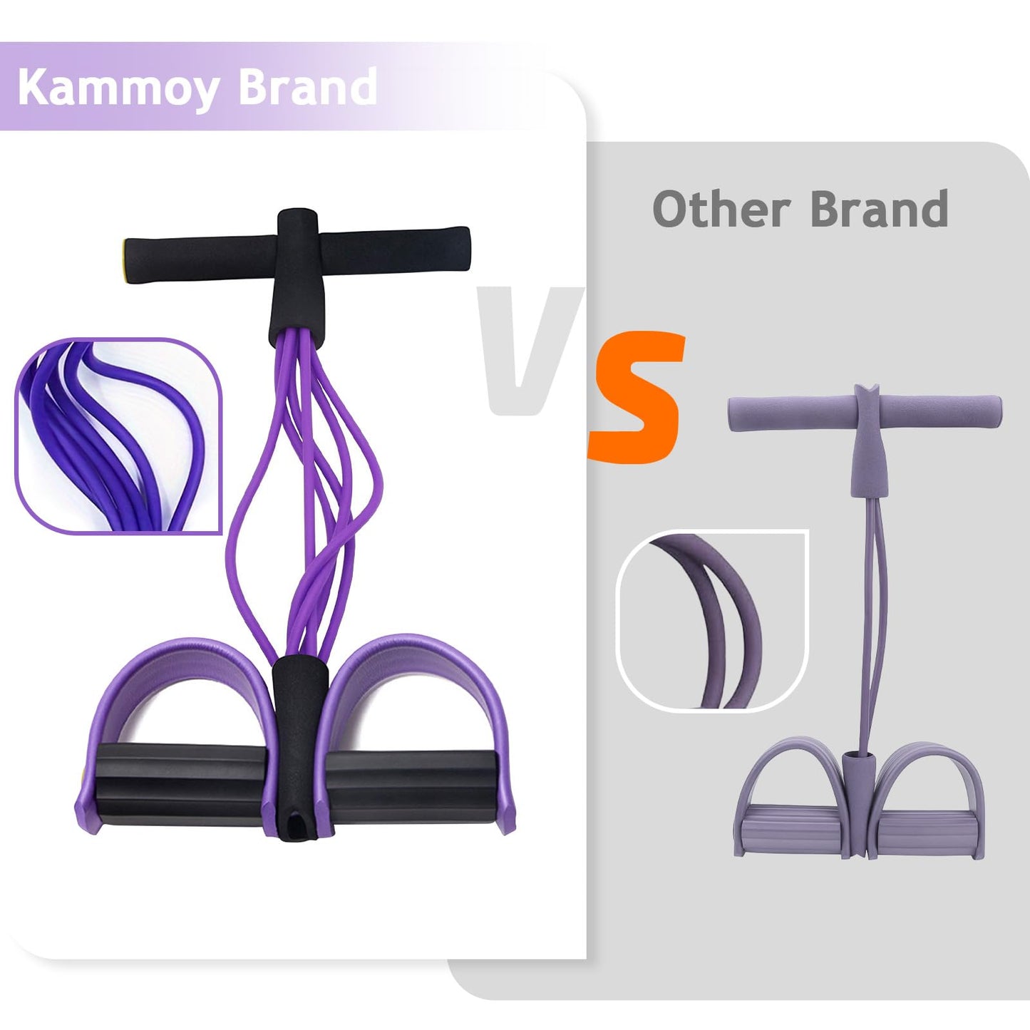 Kammoy 6-Tubes Tension Rope, Multifunction Elastic Yoga Pedal Puller Resistance Band, Natural Latex Tension Rope Fitness Equipment, for Abdomen, Waist, Arm, Leg Stretching Slimming Training (Purple)