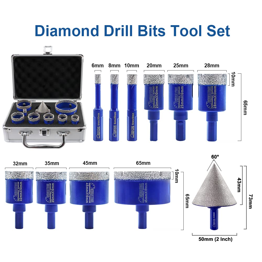SHDIATOOL Diamond Core Drill Bits 6 Inch for Porcelain Ceramic Tile Marble Brick Vacuum Brazed Hole Saw