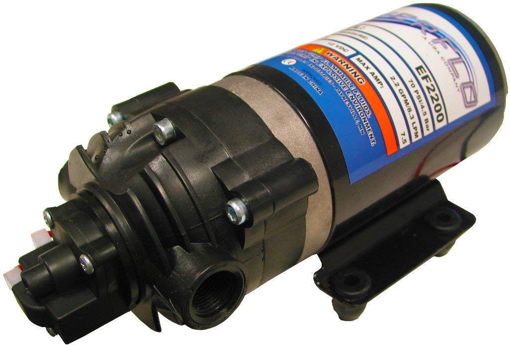 Everflo EF2200 Diaphragm/Demand WATER TRANSFER PUMP 2.2 GPM 12V Volt 70 psi (Pack of 2)