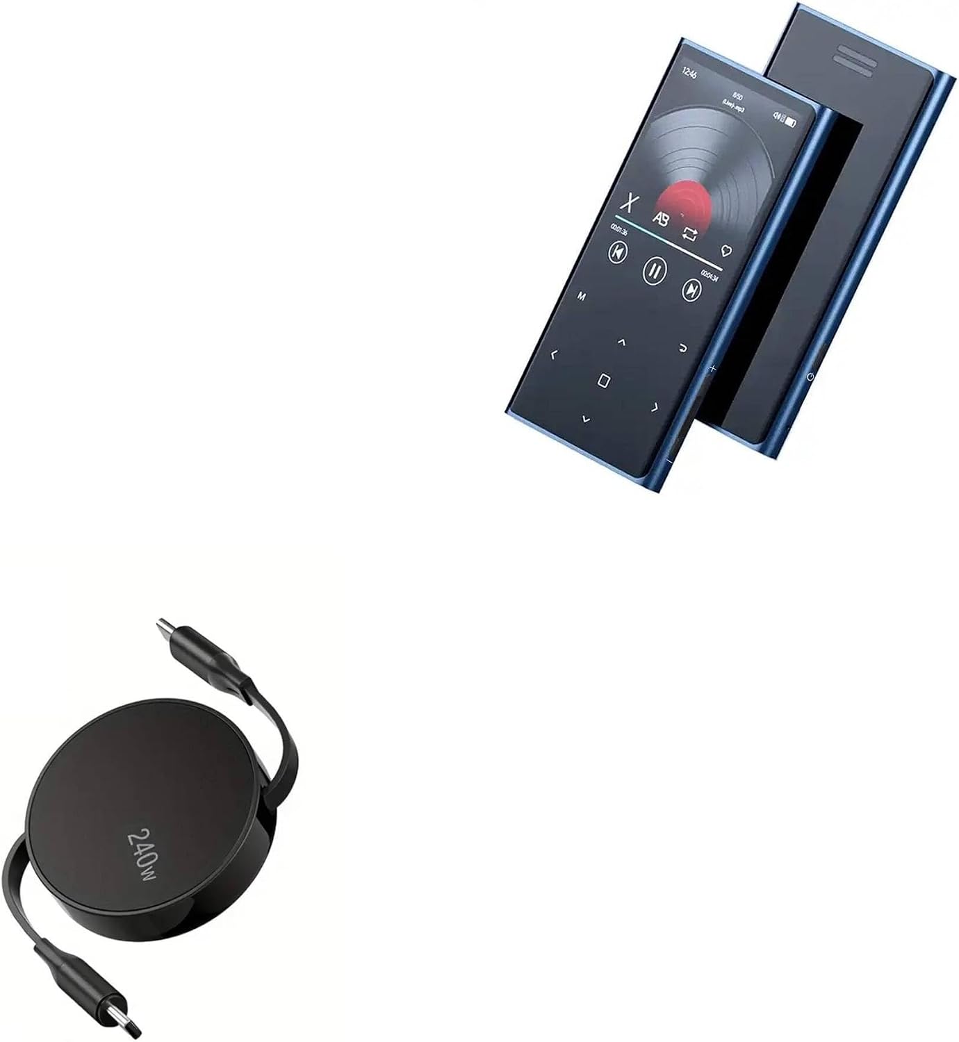 BoxWave MP3 W02 (240W), 240W Cable Compatible with Benjie Player - PD miniSync Retractable PD Portable USB Type-C Cable