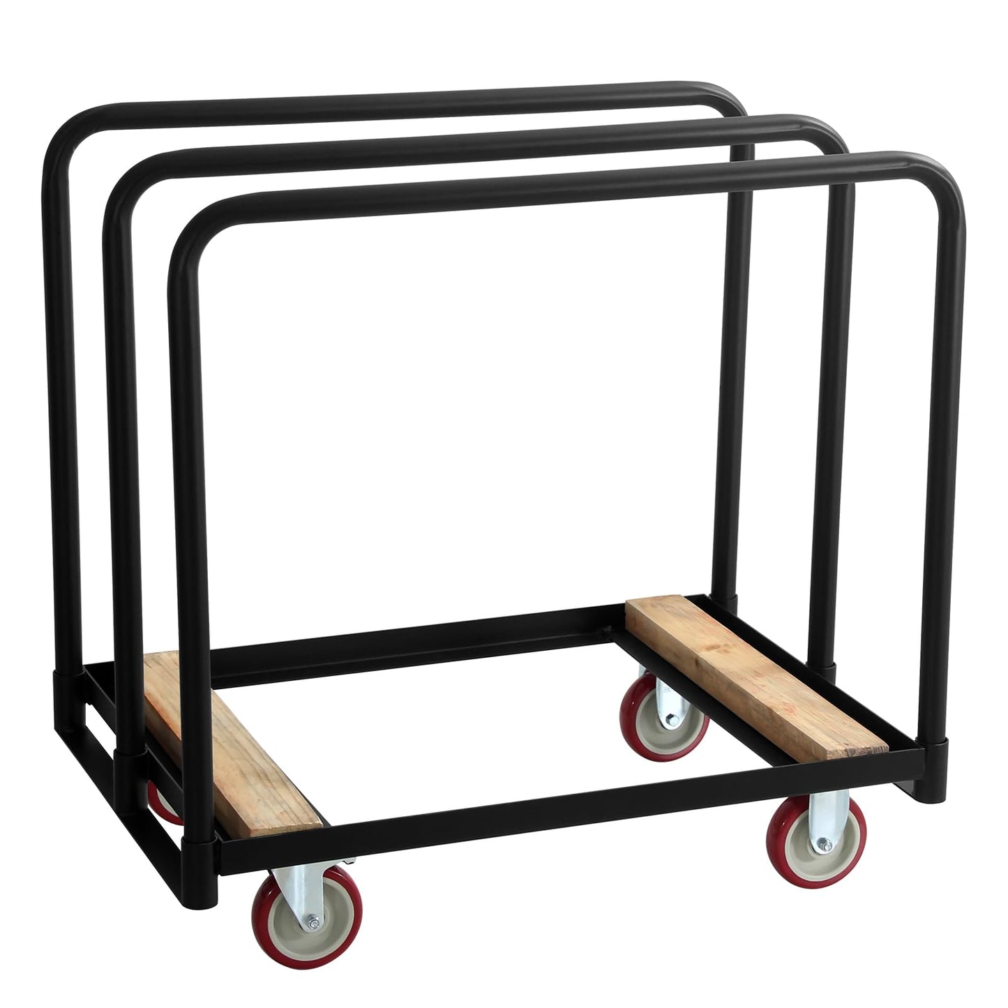 2IN1 Steel Panel Truck Cart, Lumber Cart Drywall Dollies Cart，1500LBS Heavy Duty Flatbed Cart Dollies with 5" Swivel Brake Wheels, Plate Platform Truck with 3 Side Handrails