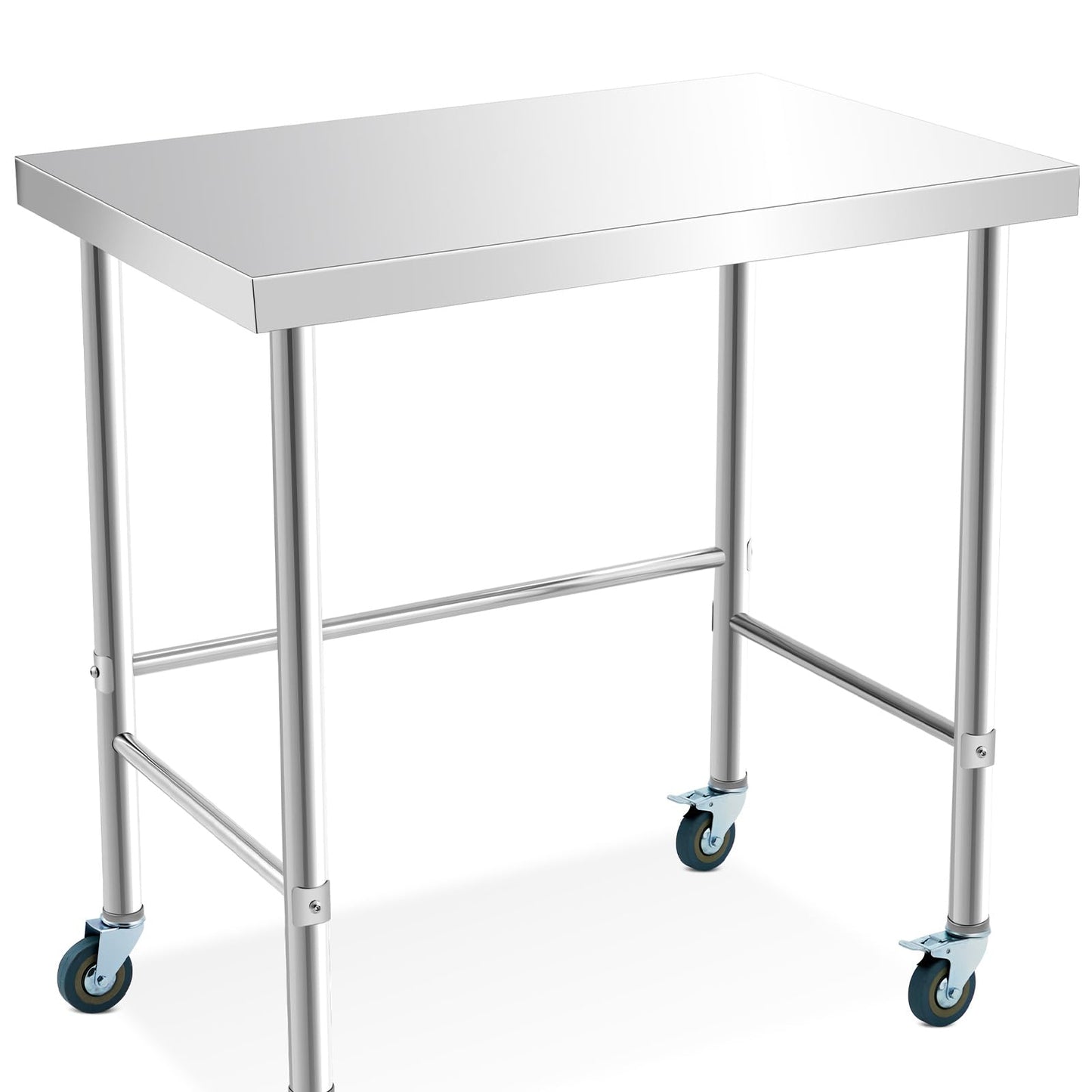 Garvee Stainless Steel Work Table 36x24 Inch with Wheels, Stainless Steel Kitchen Food Prep Commercial Utility Work Table,Silver