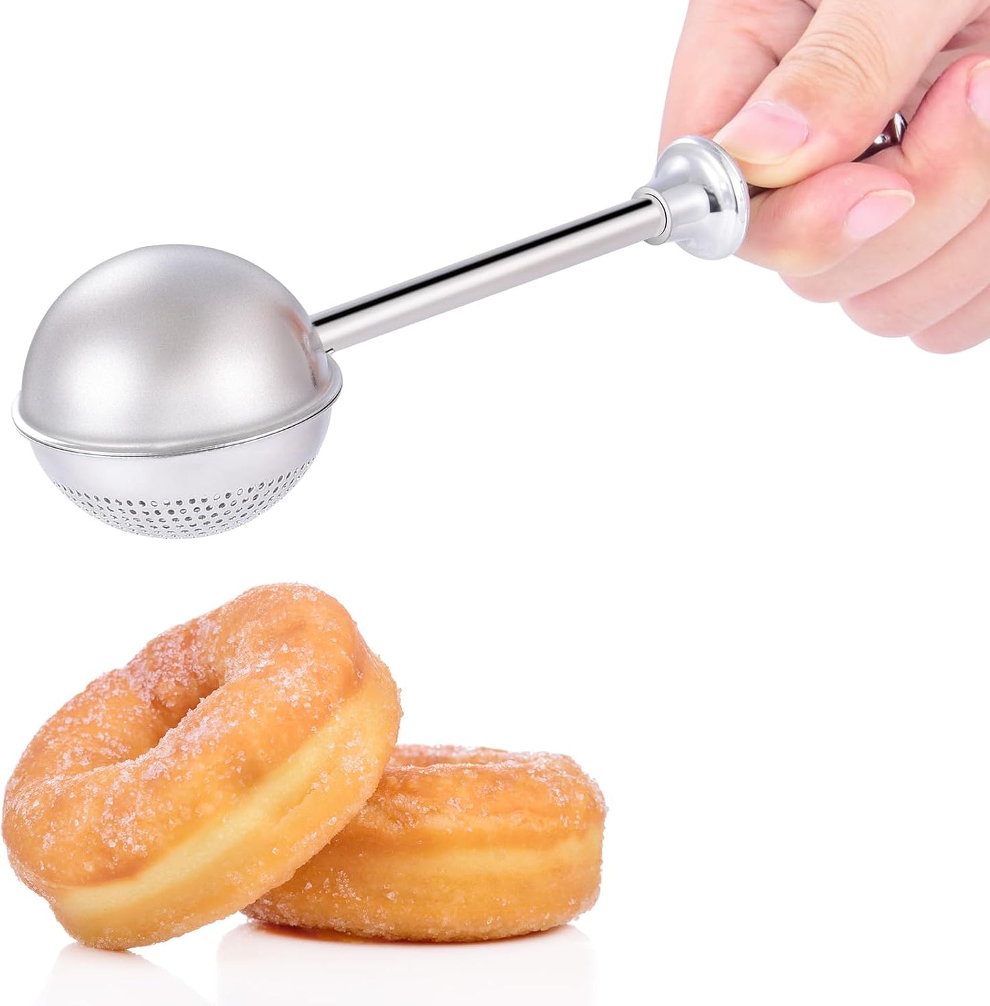 XVBITOR Sugar Shaker - Stainless Steel Powdered Sugar Duster with Fine Mesh Dispenser & Spring Handle