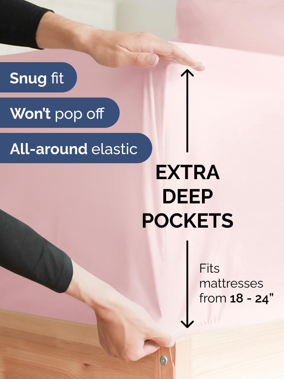 Skiennix Extra Deep Split King Sheet Set - 7 Piece Breathable Cooling Bedding - Soft Wrinkle-Free Lavender Pink