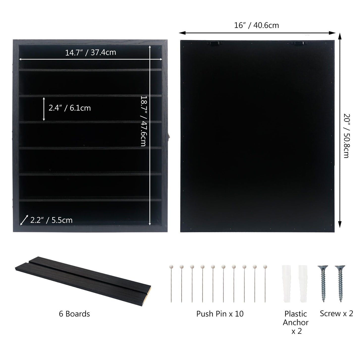 Hodeframe 16x20 Shadow Boxes Display Cases with Shelves, Black Deep Shadow Box Frame for Keepsake Collectibles, Coins Military Medals Pins Wedding Flowers