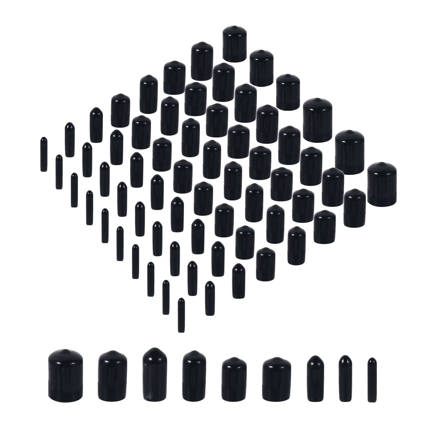 Aleric 163pcs Rubber End Caps,Round Bolt Covers Caps,Vinyl End Cap Screw Thread Protectors,Rubber Screw Cover Bolt Cap for Metal Tube Rod Bolt in Size 2mm 3mm 4.5mm 6mm 7mm 8mm 9mm 12mm 20mm(Black)
