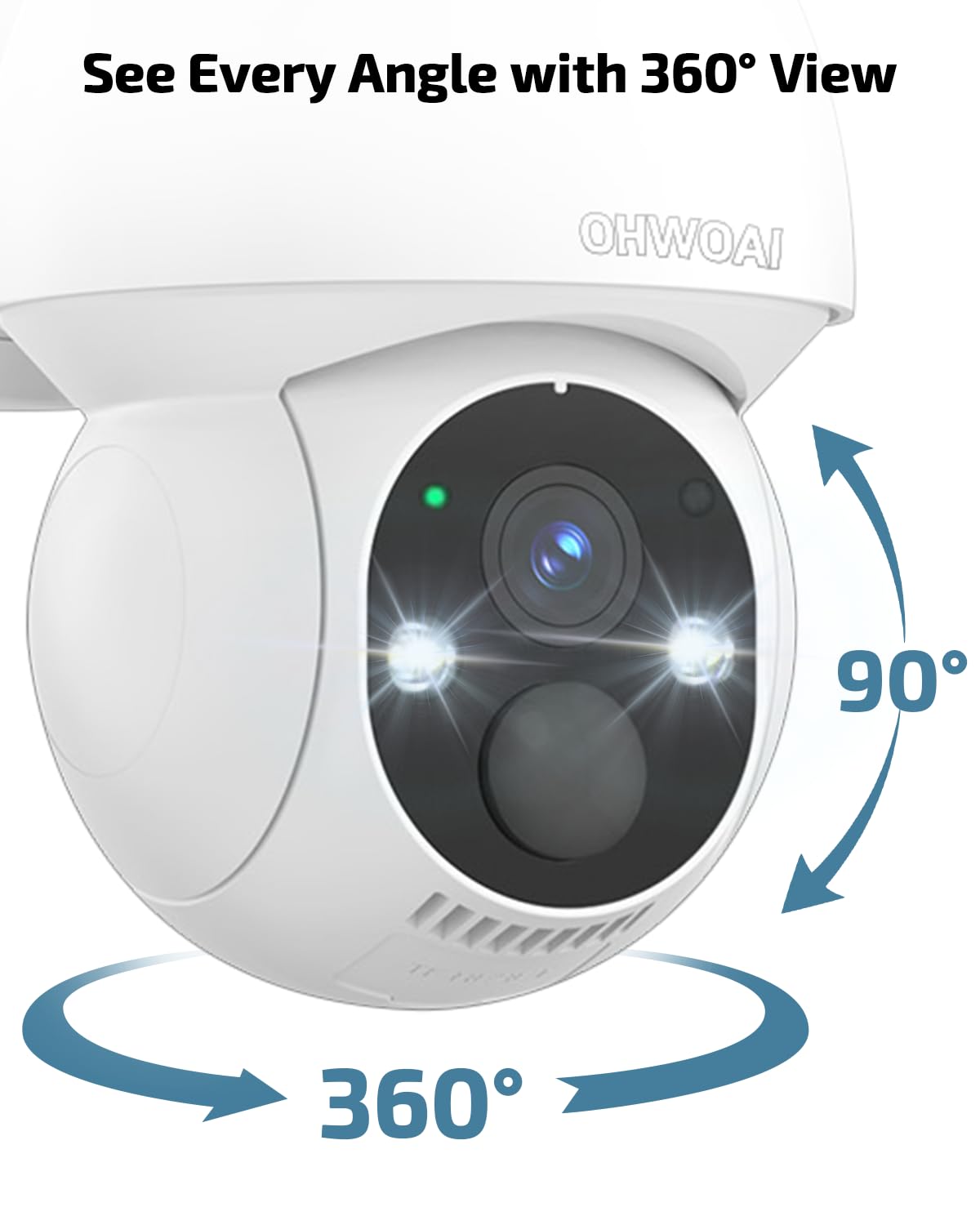 《100% Solar Powered &Full 360° Coverage》Outdoor Wireless PTZ Camera System, 4MP Solar Powered Battery Cameras, Home Video Surveillance Systems