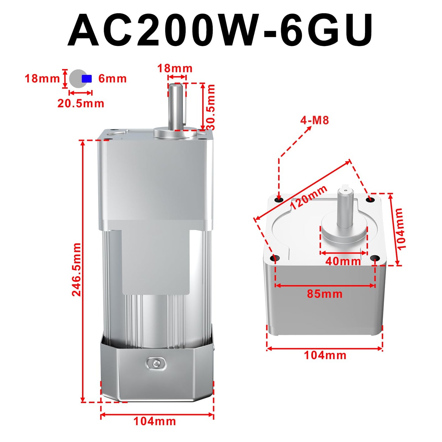 Bemonoc High Torque Electric AC Gear Motor Low Speed 15Rpm, Variable Speed Motor 110V 200W Output Shaft 18mm + Reversible Speed Governor for Metal Cutting Machine Tools