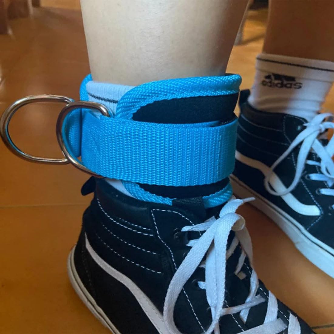 EastyGold Ankle Straps Ankle Resistance Bands Wrist Cuffs Padded Straps Adjustable Fitness Glute Kickback D-Ring for Cable Machine Gym Foot Leg Training Brace Support 1 Pair (Azure)