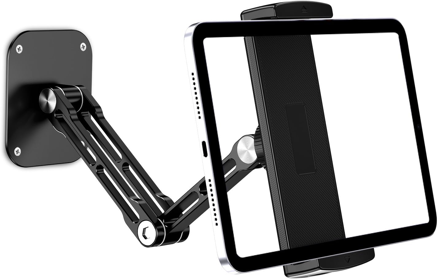 Lucrave 360Rotating 4.7-13" Tablet Wall Mount Holder, Aluminium Extendable iPad Wall Holder, with Base Adjustable