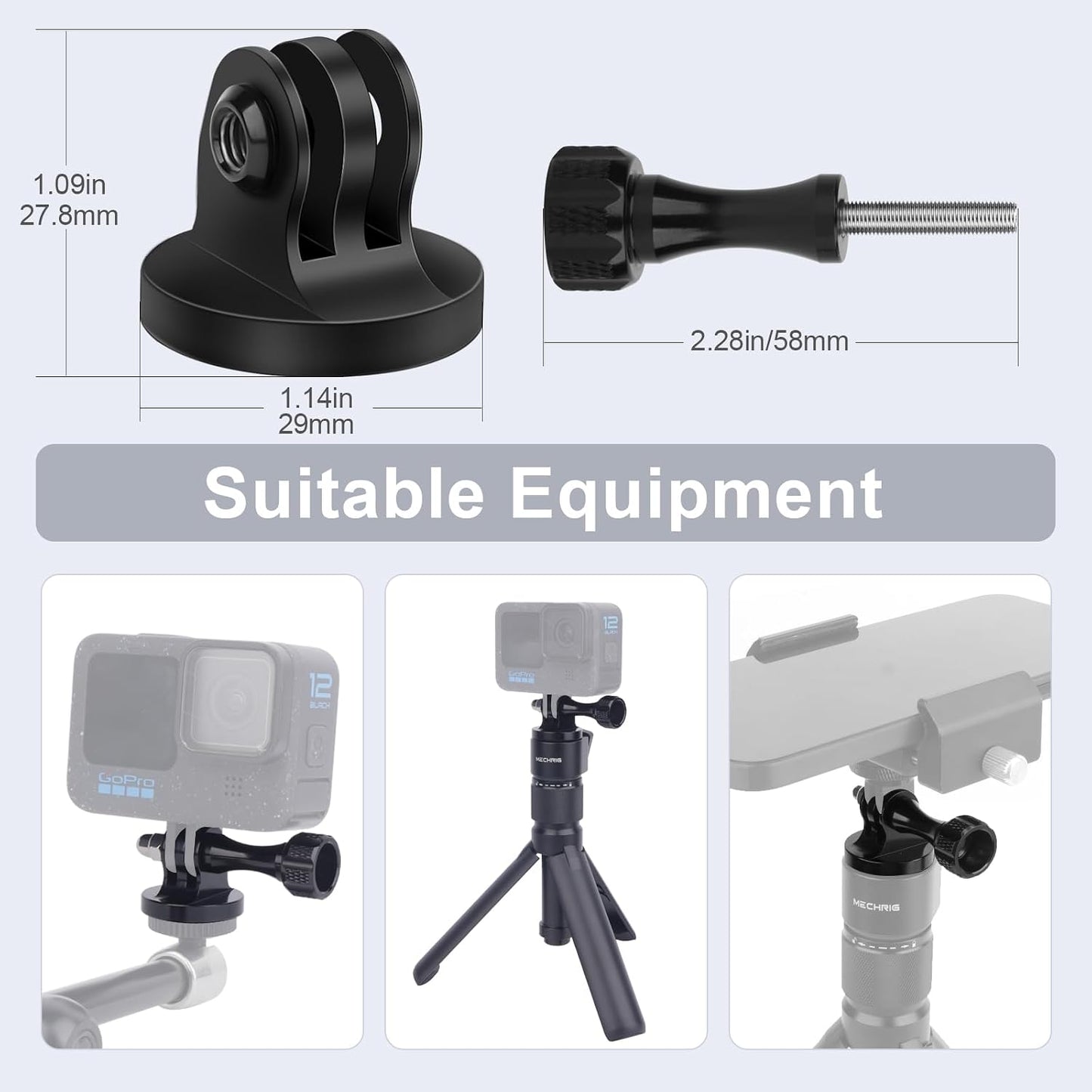 Mechrig 13/12/11/10/9,2 Pack 1/4"-20 Aluminum Tripod Mount Adapter for Gopro Hero Compatible with Standard Threaded