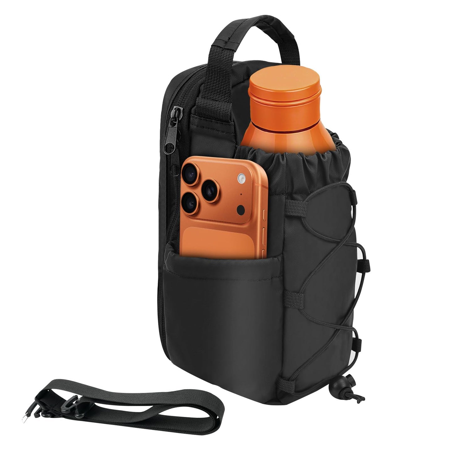 Carttiya Magnetic Gym Bag for Men Women-Water Bottle Carrier Holder with Strap & Phone Pockets for 40oz Tumbler with Handle, 4 Built-in Magnets Small Gym Bag for Sports, Concert Airline Travel Walking