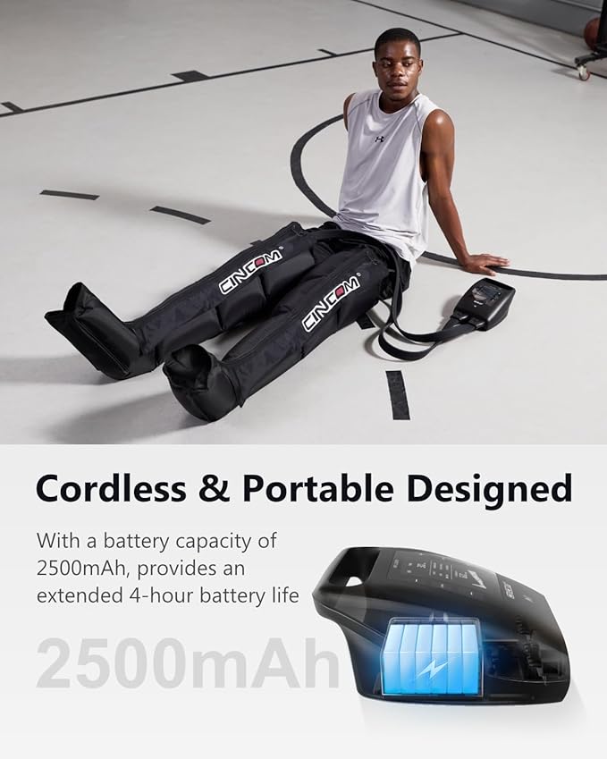 CINCOM Cordless Leg Recovery System with Dynamic Compression Massage Technology - 3 Different Sizes for Everyone (Small)