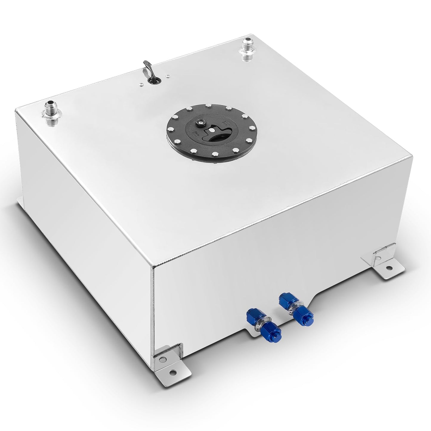 BDFHYK 12 Gallon Fuel Cell Gas Tank Aluminum Polished Sliver with Level Sender 19.9" (L) x 18" (W) x 9.05" (H) Racing Street Drift Strip Fuel Tank Fuel Cap