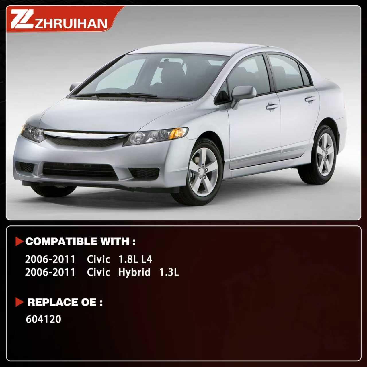 ZHRUIHAN 409 Stainless Steel Rear Exhaust Muffler Compatible for 2006-2011 Civic 1.8L and 2006-2011 Civic Hybrid Sedan 1.3L-Including Gasket and Bolt kit，Repklace OE :604120 EPA