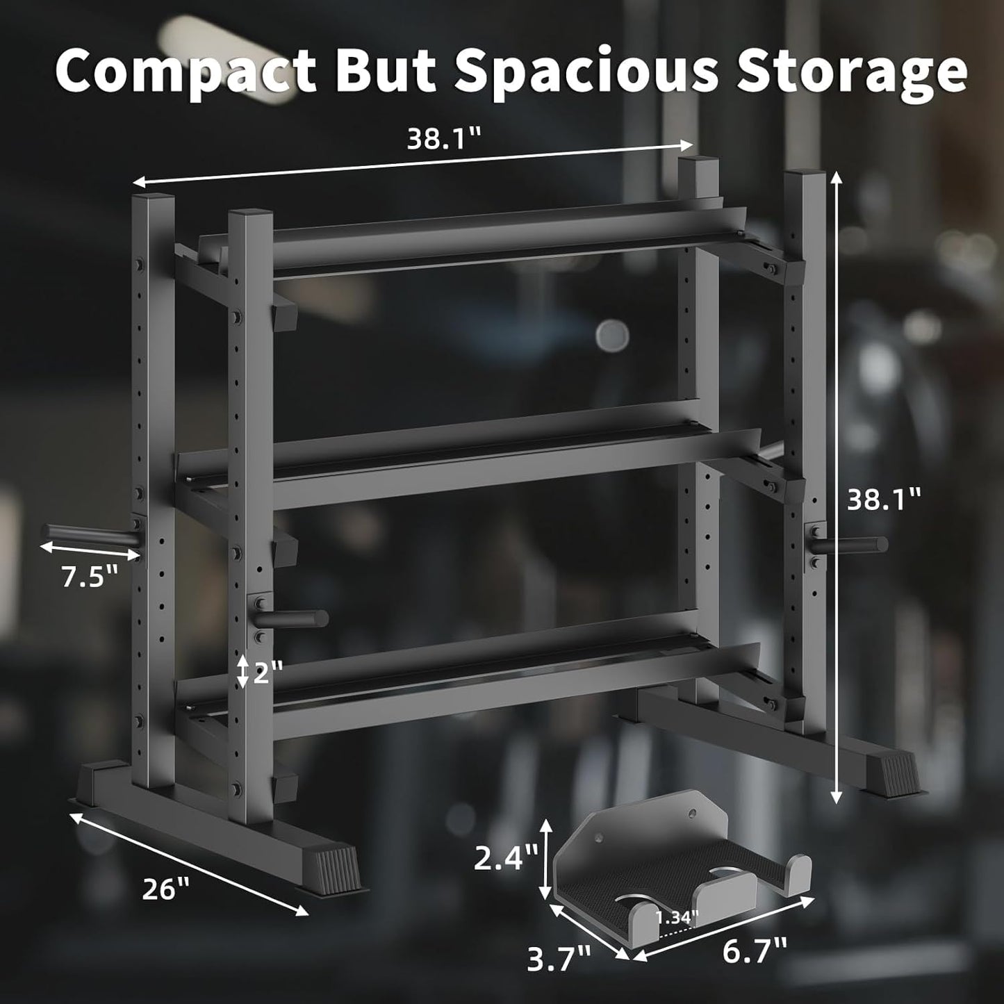 3-Tier Professional Dumbbell Rack, Commercial Grade Dumbbell Storage Rack,1800LB Capacity with Barbell Holder, Adjustable Heavy-Duty Weight Rack for Home Gym, Weight Stand for Dumbbells, Kettlebells & Weight Plates (Rack Only)