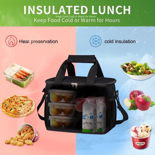 Iknoe Insulated Lunch Bag - Foldable 8.5L Cooler for Men & Women | Leakproof Thermal Design, Black