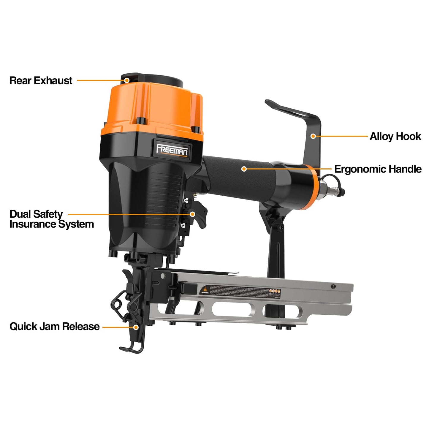 Freeman Pneumatic 16-Gauge 2" Medium Crown Stapler with Adjustable Metal Belt Hook | PSS50