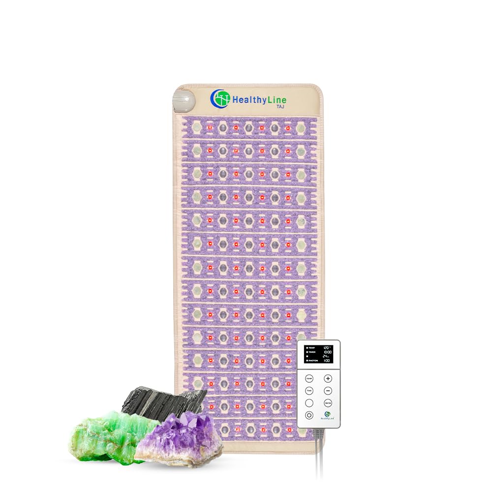 РЕМF Advanced Far Infrared Heating Pad - Professional Biomat for Pain Relief and Healing - Pulsed Electromagnetic Field Therapy - Full Body Mat with Red Lights, Amethyst, Tourmaline and Jade - 60 x 24