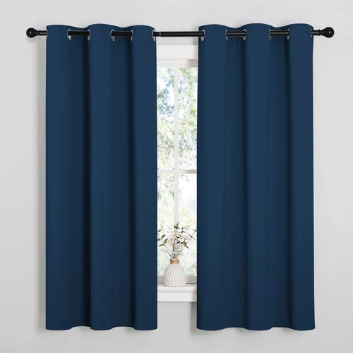 NICETOWN Blackout Curtains - Thermal Insulated Room Darkening Panels | 63 Inch Length, Moroccan Blue, 2 Pieces