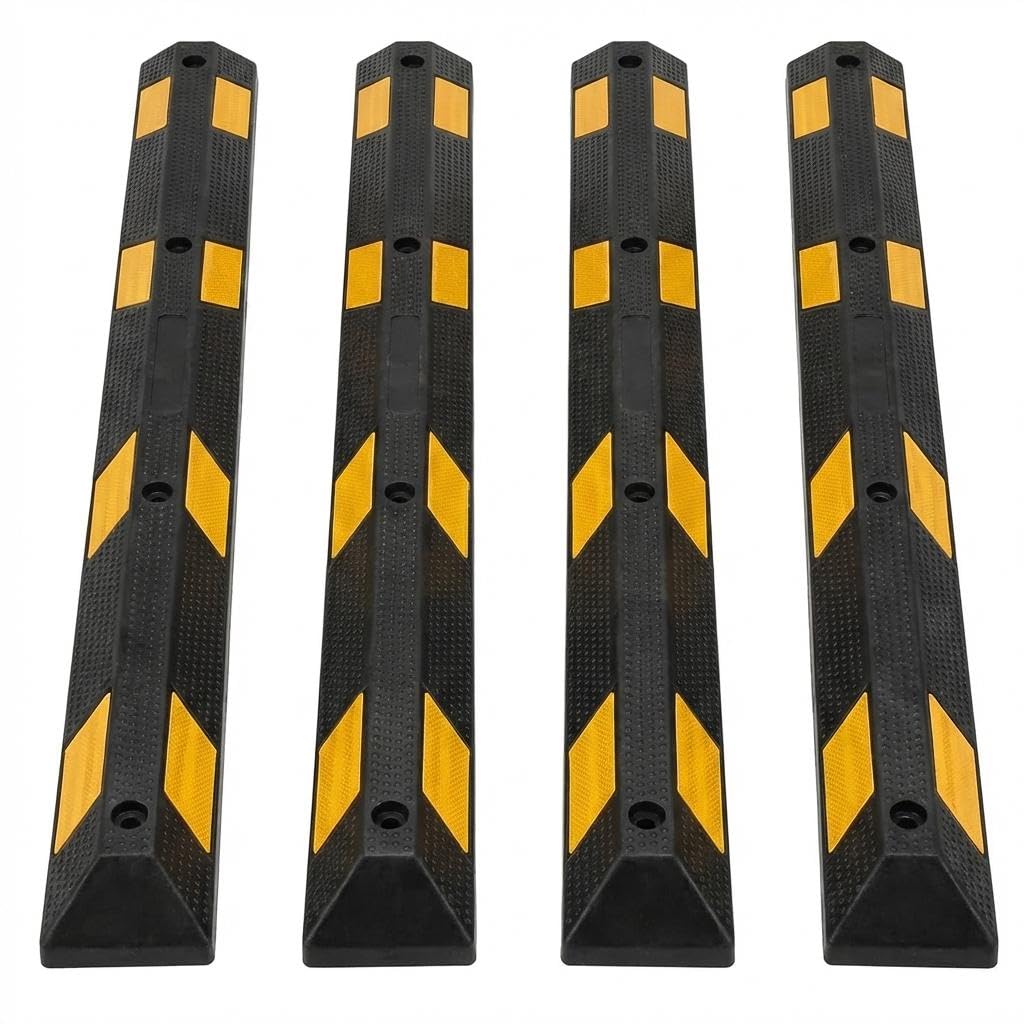 Garvee 72 Inch Rubber Parking Curb Set of 2, Wheel Stopper for Garage and Driveway, Parking Stop Block for Consistent Parking Positioning, 183 x 15 x 10 cm