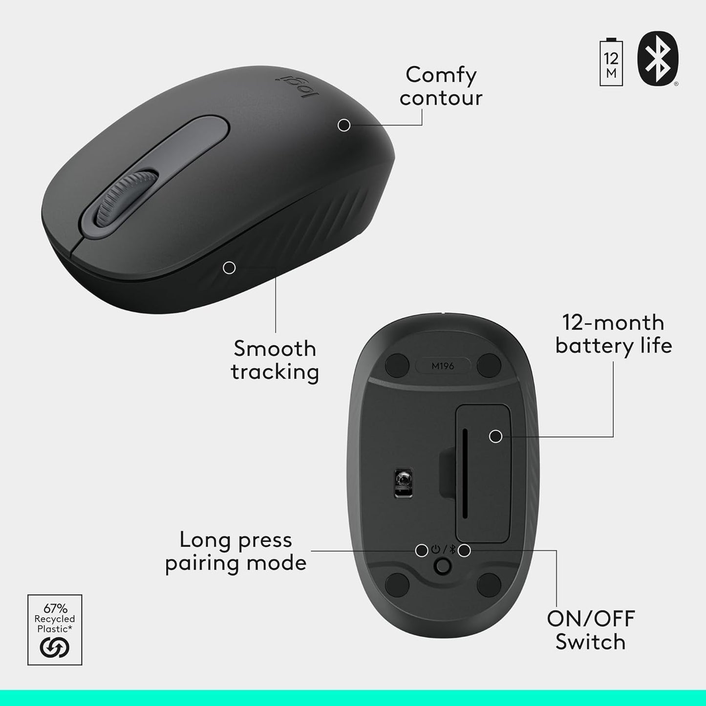 Logitech MK250 Bluetooth Wireless Mouse and Keyboard Combo: Fast & Easy Connectivity, Compact Wireless Keyboard