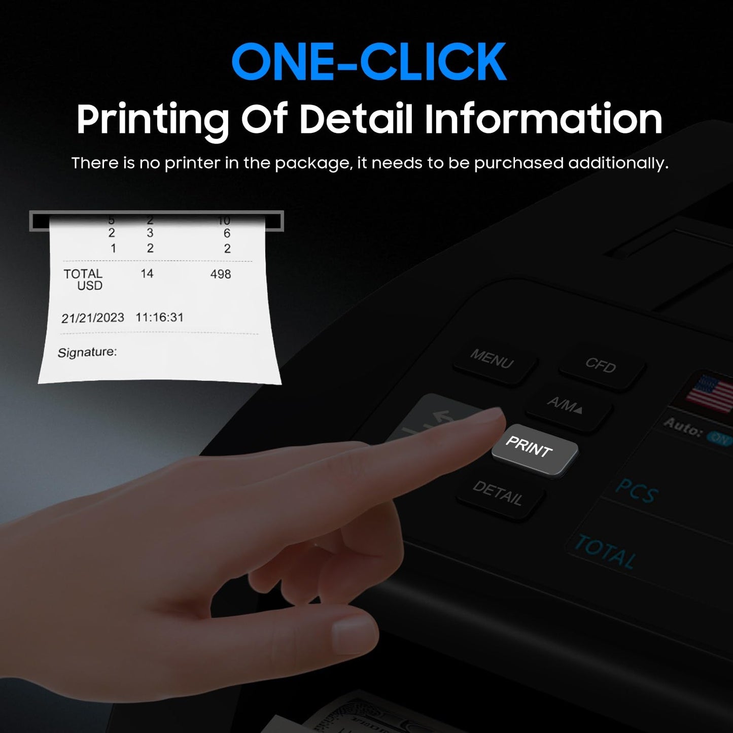 Mixed Denomination Money Counter CIS/MG/IR/DD/DBL/HLF/CHN，Dollar Euro MXN GBP CAD Money Counter Machine with Value Add Batch Modes on TFT Display
