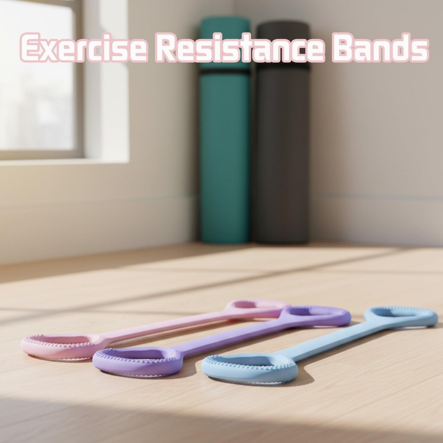 Figure 8 Fitness Resistance Band, Exercise Resistance Bands for Women, Resistance Bands with Handles for Arms, Back, Shoulders, Legs and HIPS Working Out (3Pcs)