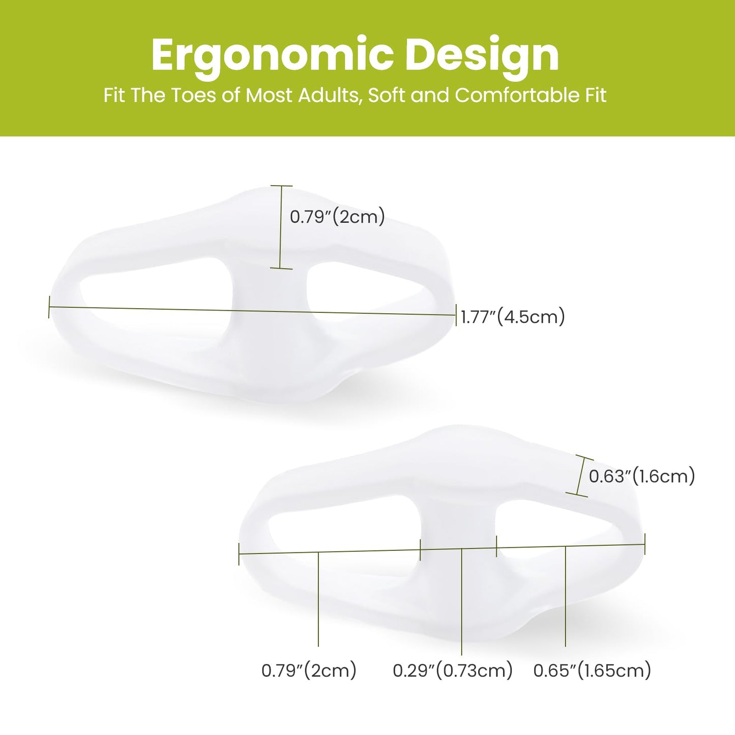 Bukihome Toe Separators Bunion Corrector - 8 Pack Big Toe Spacers with 2 Loops, Suitable for Bunion and Overlapping Toes, Reduce Foot Pain(White)