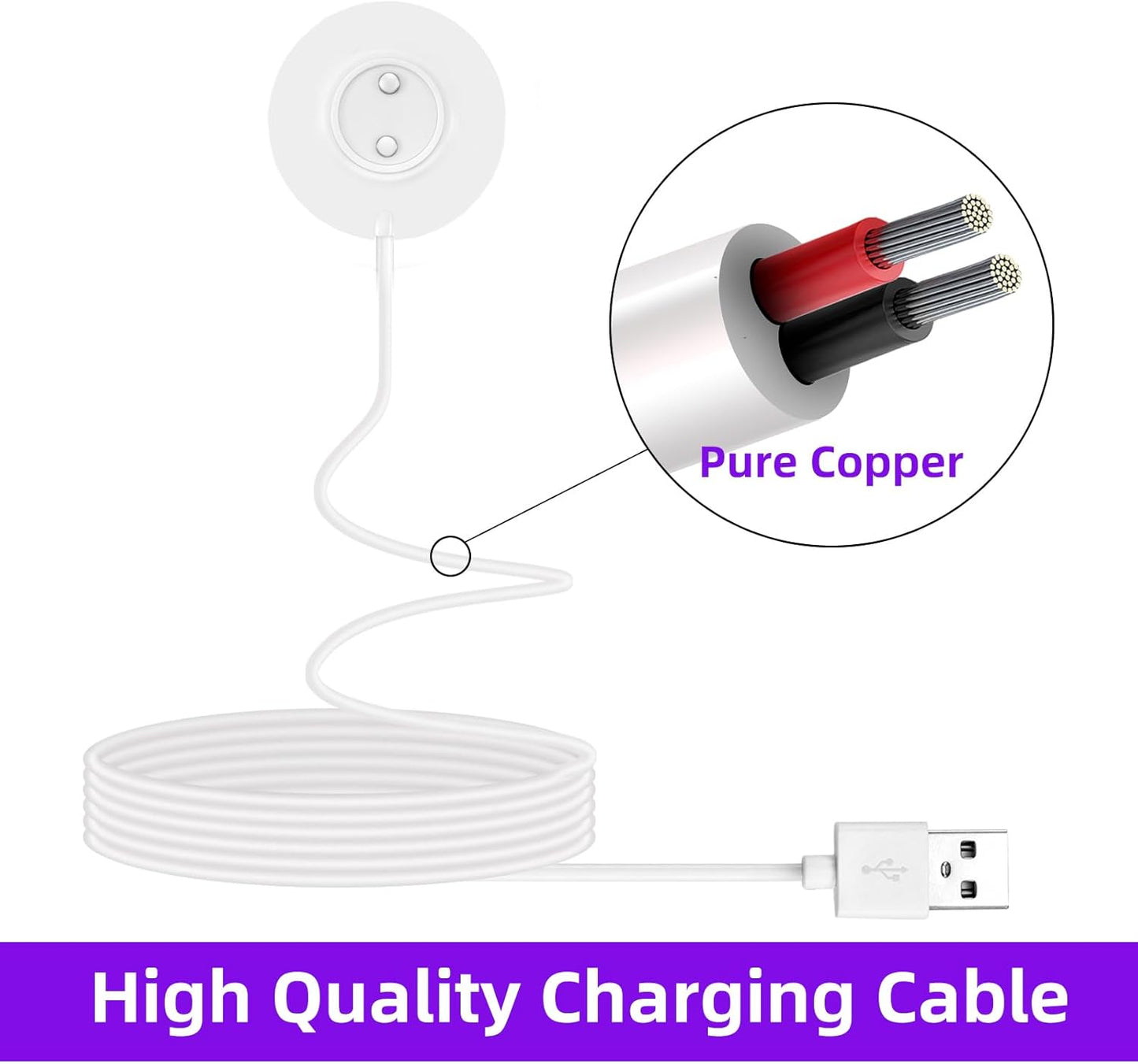 MASKEOBAP Only-12mm (12mm Magnetic USB Rose Charger Cable, Replacement Charging Cord for Bluetooth Devices, Headphones