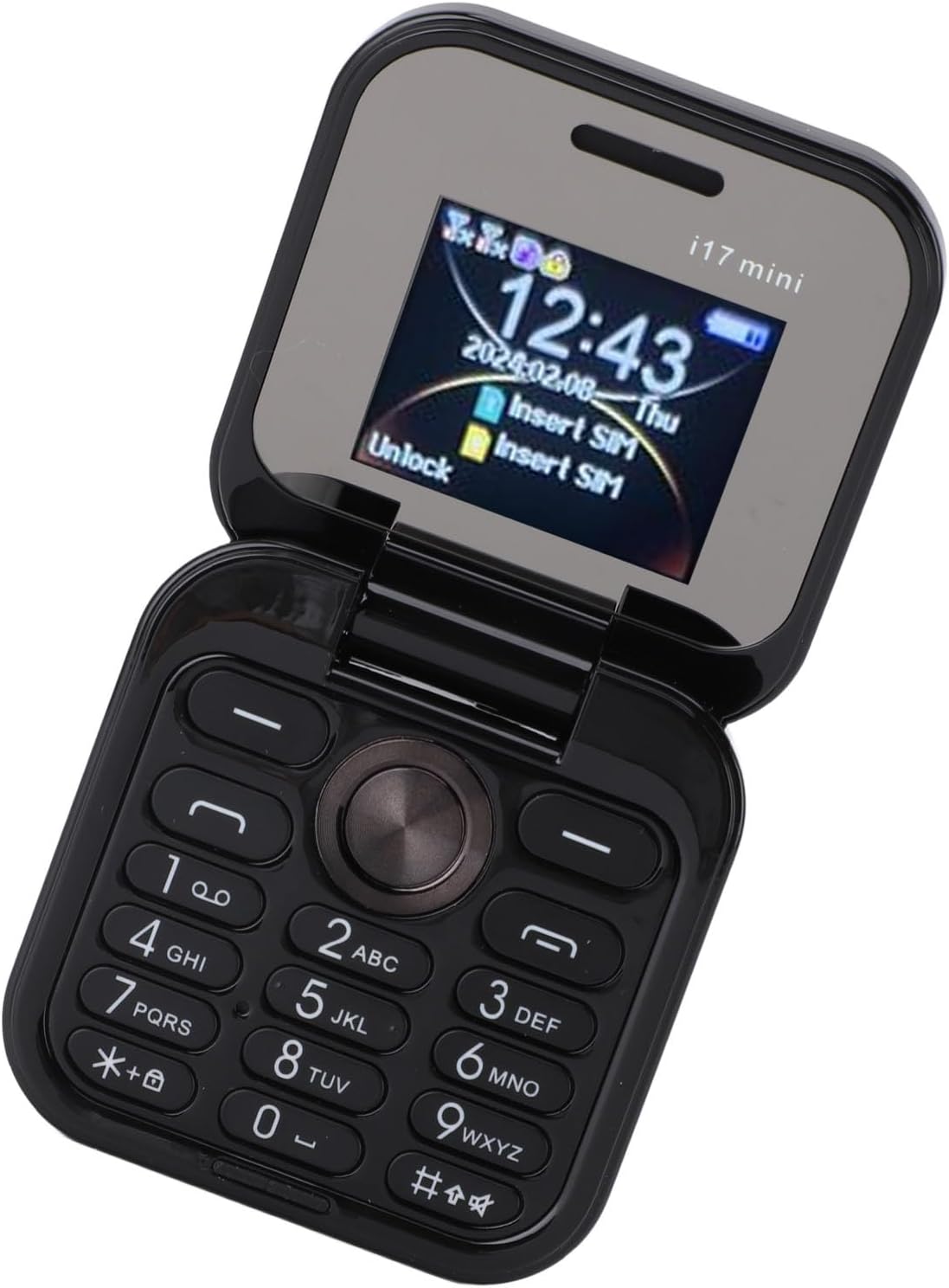 Brrnoo Flip Small Cell Phone Dual Nano SIM Media Player HD Rear Camera LED Flashlight GSM Network Seniors (Black)